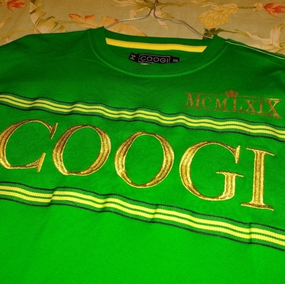 Kelly Green COOGI 2XLT Mens Long T-shirt w/ Gold Embroidery MCMLXIX Series - Picture 2 of 3